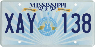 MS license plate XAY138