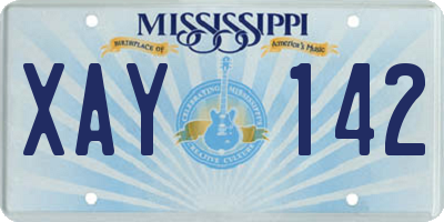 MS license plate XAY142