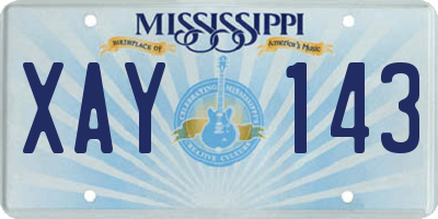 MS license plate XAY143