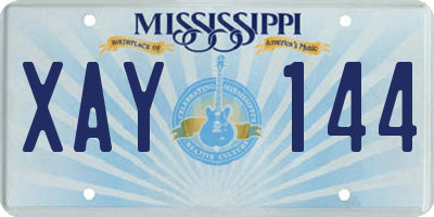 MS license plate XAY144