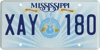 MS license plate XAY180