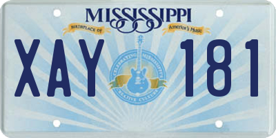 MS license plate XAY181