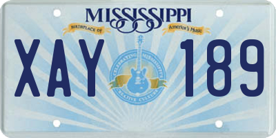 MS license plate XAY189