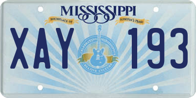 MS license plate XAY193