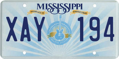 MS license plate XAY194