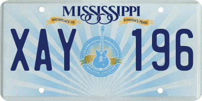 MS license plate XAY196