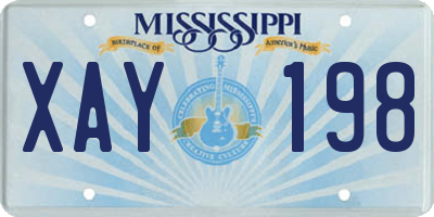 MS license plate XAY198