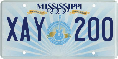 MS license plate XAY200