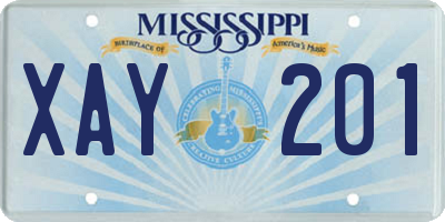 MS license plate XAY201