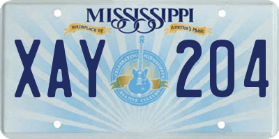 MS license plate XAY204