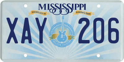 MS license plate XAY206