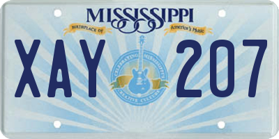 MS license plate XAY207