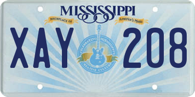 MS license plate XAY208