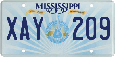 MS license plate XAY209