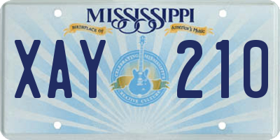 MS license plate XAY210