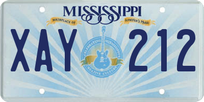 MS license plate XAY212