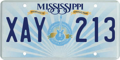 MS license plate XAY213