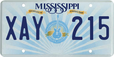 MS license plate XAY215