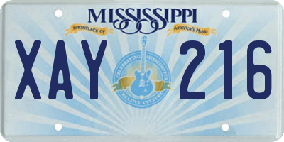 MS license plate XAY216
