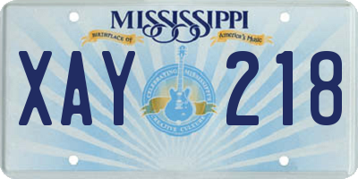 MS license plate XAY218