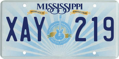MS license plate XAY219