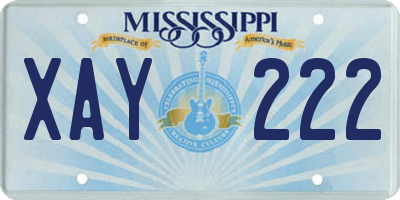 MS license plate XAY222