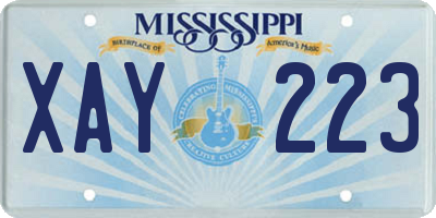 MS license plate XAY223