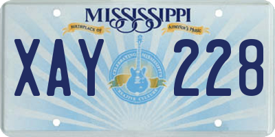 MS license plate XAY228