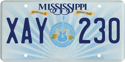 MS license plate XAY230