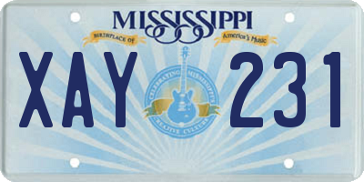 MS license plate XAY231