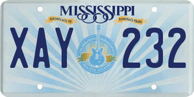 MS license plate XAY232
