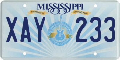 MS license plate XAY233