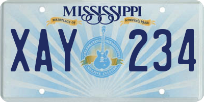 MS license plate XAY234