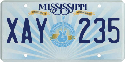 MS license plate XAY235
