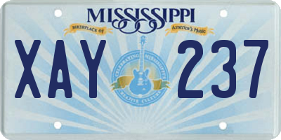 MS license plate XAY237