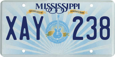 MS license plate XAY238