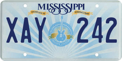 MS license plate XAY242