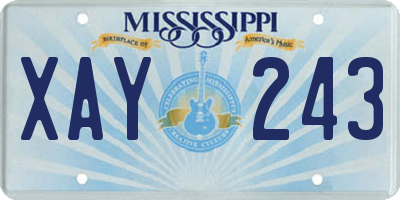 MS license plate XAY243