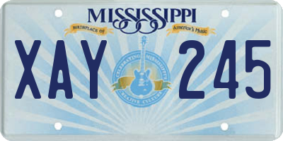 MS license plate XAY245