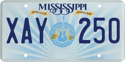 MS license plate XAY250