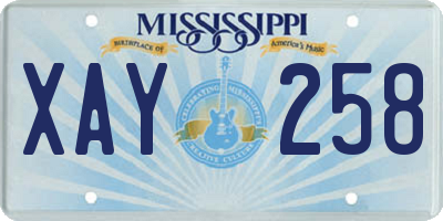 MS license plate XAY258
