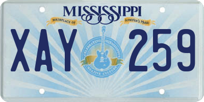 MS license plate XAY259