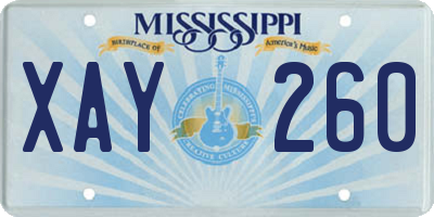 MS license plate XAY260