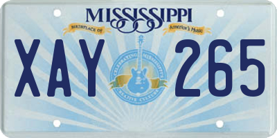 MS license plate XAY265