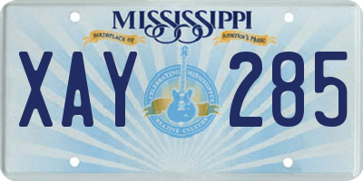 MS license plate XAY285