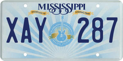MS license plate XAY287