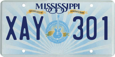 MS license plate XAY301