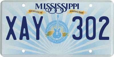 MS license plate XAY302