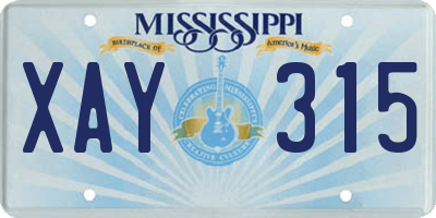 MS license plate XAY315