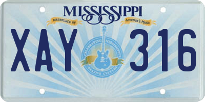 MS license plate XAY316